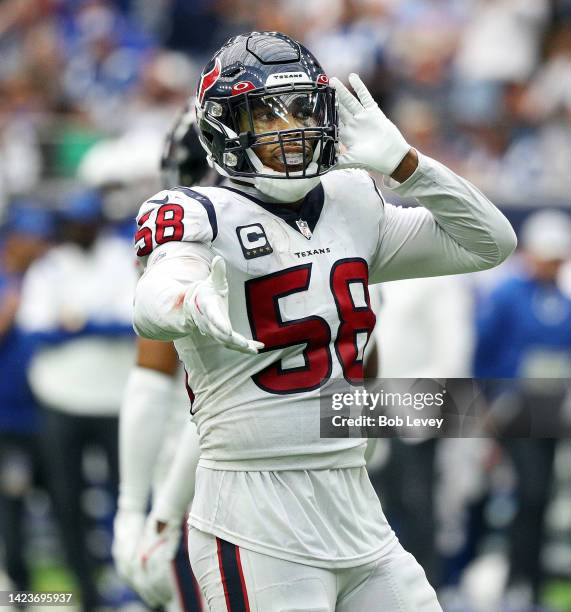 Houston Texans linebacker Christian Kirksey against the Indianapolis Colts at NRG Stadium on September 11, 2022 in Houston, Texas.