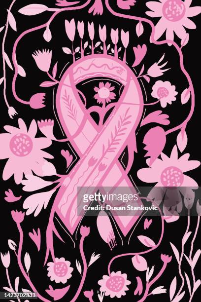 ilustraciones, imágenes clip art, dibujos animados e iconos de stock de mes de concientización sobre el cáncer de mama - concienciación sobre el cáncer de mama