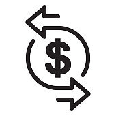Currency conversion line icon. Dollar conversion outline vector illustration