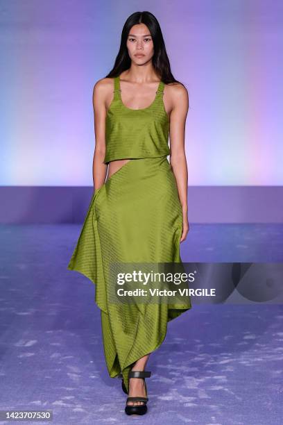 Model walks the runway during the Brandon Maxwell Ready to Wear Spring/Summer 2023 fashion show as part of the New York Fashion Week on September 13,...