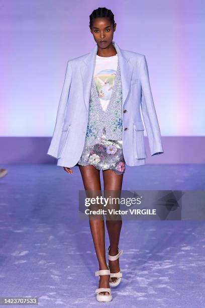 Model walks the runway during the Brandon Maxwell Ready to Wear Spring/Summer 2023 fashion show as part of the New York Fashion Week on September 13,...