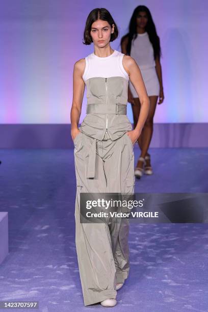 Model walks the runway during the Brandon Maxwell Ready to Wear Spring/Summer 2023 fashion show as part of the New York Fashion Week on September 13,...