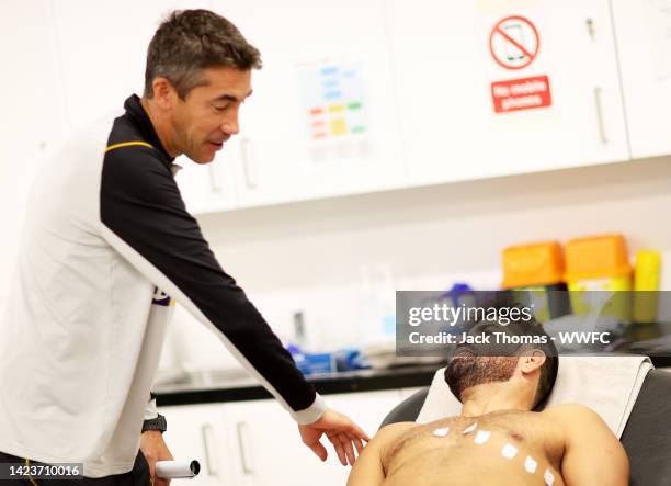 Wolverhampton Wanderers unveil new signing Diego Costa as he meets Bruno Lage at The Sir Jack Hayward Training Ground on September 08, 2022 in...