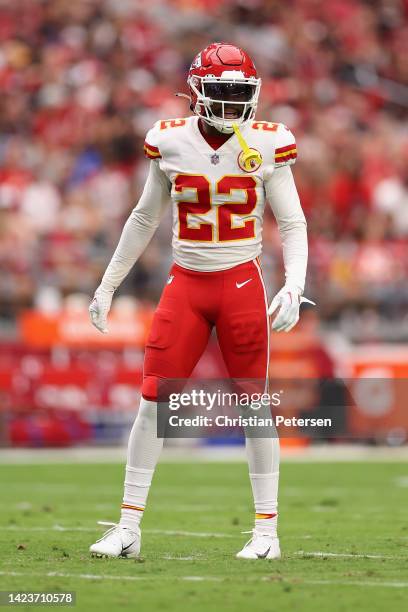 Safety Juan Thornhill of the Kansas City Chiefs during the NFL game at State Farm Stadium on September 11, 2022 in Glendale, Arizona. The Chiefs...