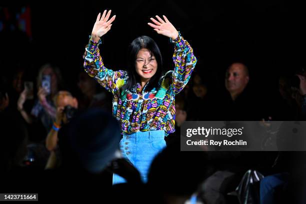 Vivienne Tam walks the runway for the Vivienne Tam show during September 2022 New York Fashion Week: The Shows on September 14, 2022 in New York City.