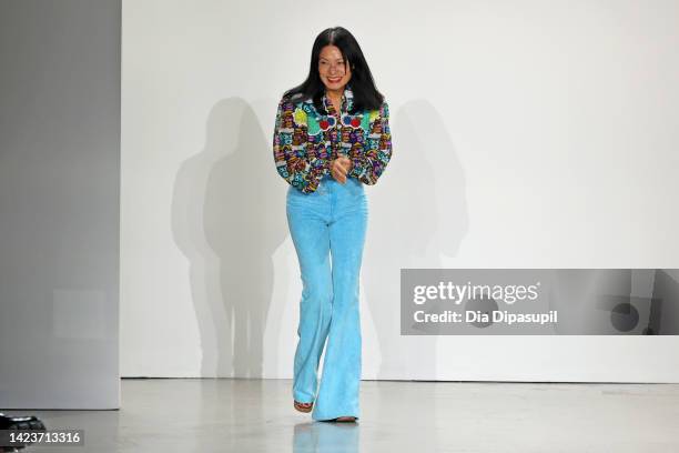 Vivienne Tam walks the runway for the Vivienne Tam fashion show during September 2022 New York Fashion Week: The Shows at Gallery at Spring Studios...