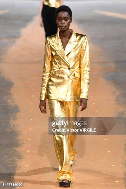 Model walks the runway during the Gabriela Hearst Ready to Wear Spring/Summer 2023 fashion show as part of the New York Fashion Week on September 13,...