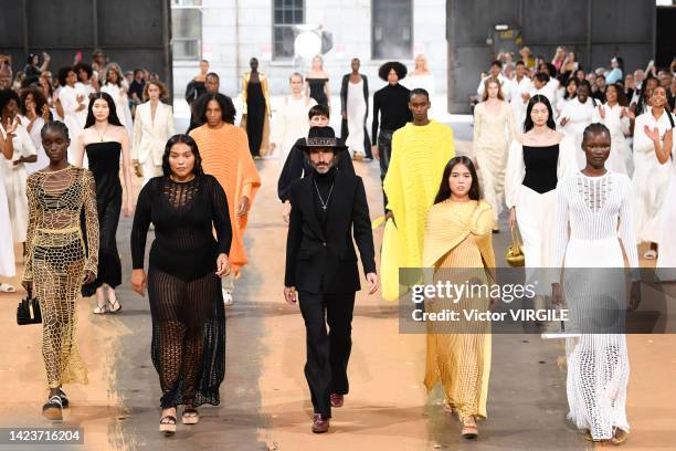 Model walks the runway during the Gabriela Hearst Ready to Wear Spring/Summer 2023 fashion show as part of the New York Fashion Week on September 13,...