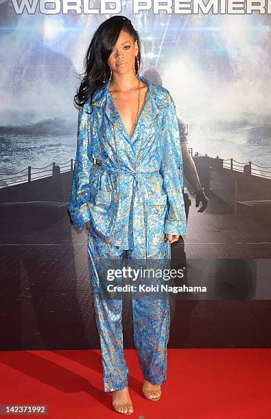 Actress/singer Rihanna attends the 'Battleship' Japan Premiere at International Yoyogi first gymnasium on April 3, 2012 in Tokyo, Japan.