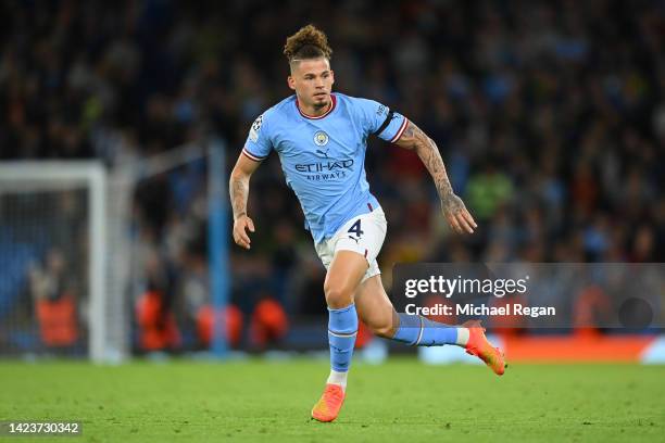 Kalvin Phillips of Manchester City reacts during the UEFA Champions League group G match between Manchester City and Borussia Dortmund at Etihad...