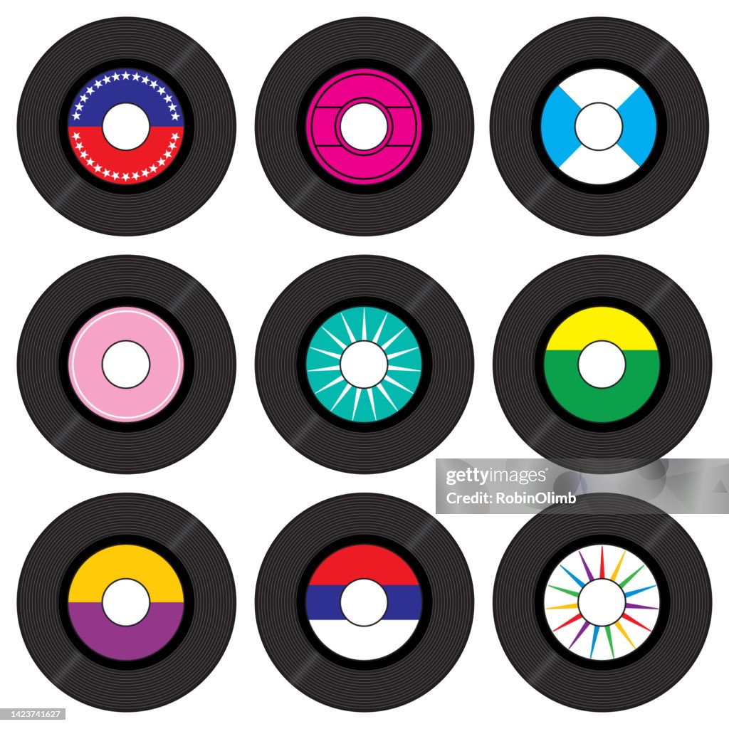 Printable 45 Rpm Records Retro Forty Five Rpm Records High-Res Vector Graphic - Getty Images