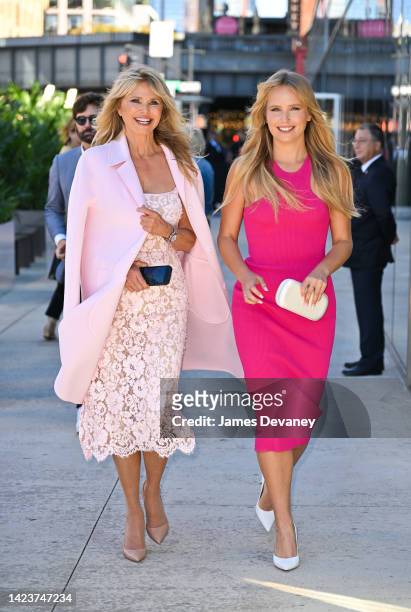 Christie Brinkley and Sailor Brinkley Cook leave the Michael Kors fashion show at Highline Stages on September 14, 2022 in New York City.