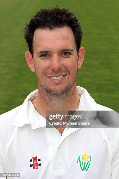 Jim Allenby of Glamorgan during the Glamorgan County Cricket Club photocall at the Swalec Stadium on April 3, 2012 in Cardiff, Wales.