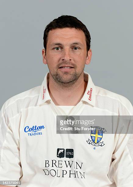 Durham player Stephen Harmison poses for his portrait during the Durham CCC photocall at The Riverside on April 3, 2012 in Chester-le-Street, England.