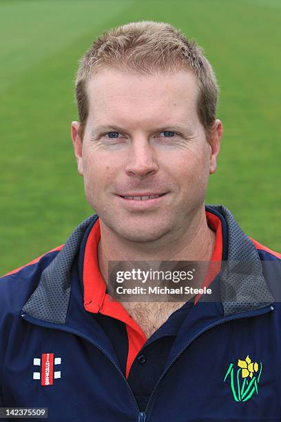 Richard Almond of Glamorgan during the Glamorgan County Cricket Club photocall at the Swalec Stadium on April 3, 2012 in Cardiff, Wales.