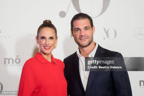 Nuria Fergo and Juan Pablo Lauro attend the 'YO DONA Party at Mercedes Benz Fashion Week Madrid at Thompson Madrid on September 14, 2022 in Madrid,...