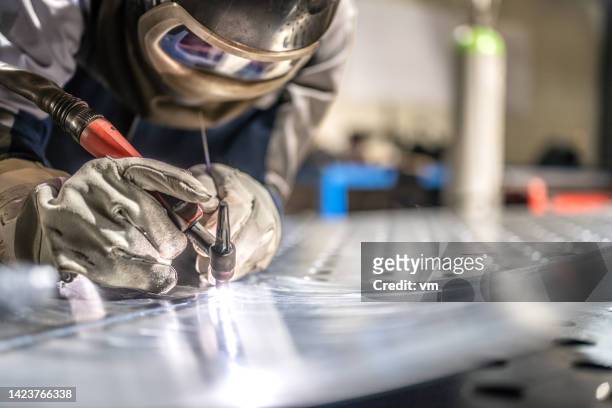 thin steel sheets welding - welding mask stock pictures, royalty-free photos & images