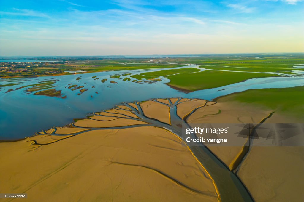 Dürreszene im Poyang-See, Jiangxi, China