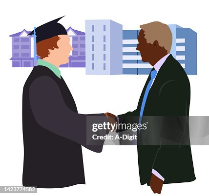 Graduation Send Off Green Suit Building Background High-Res Vector ...