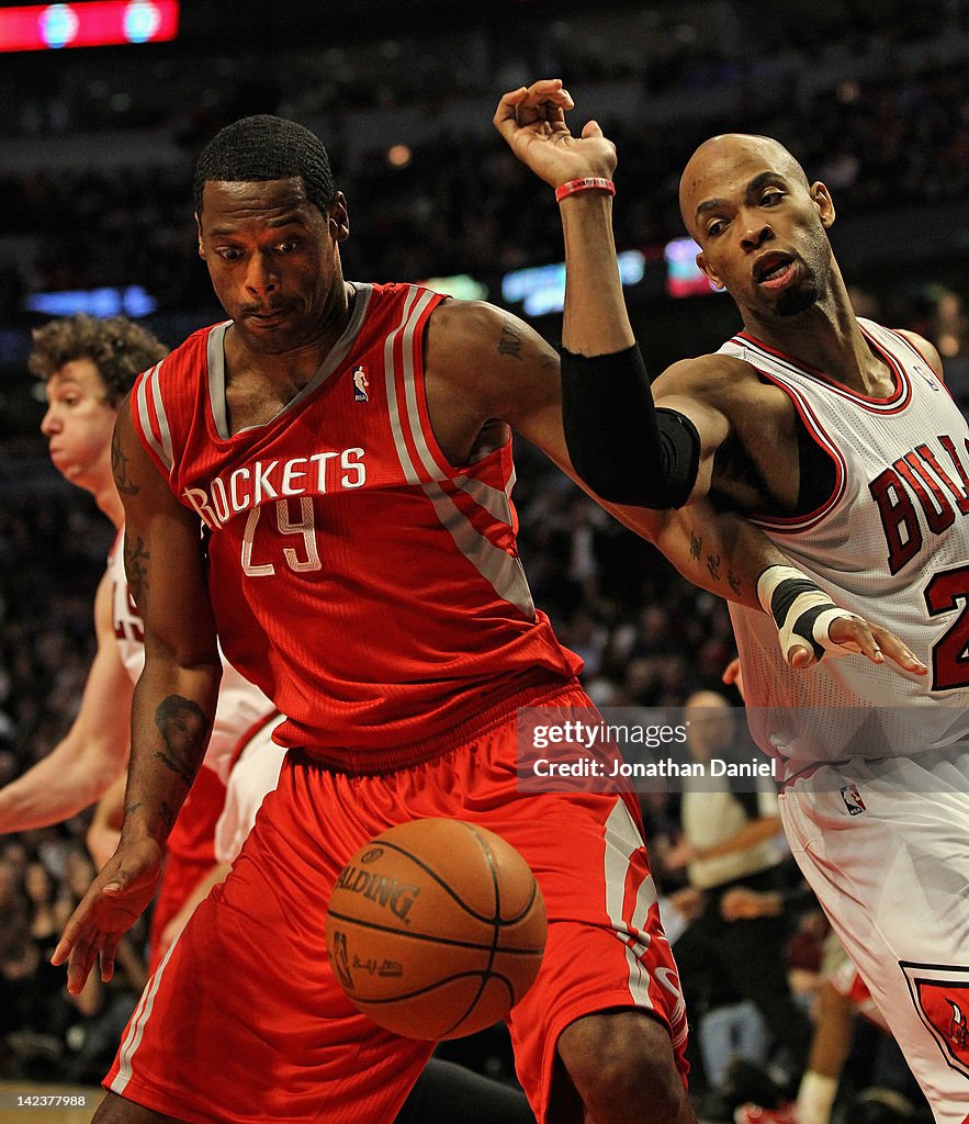 Houston Rockets Marcus Marcus Camby of the Houston Rockets and Taj Gibson of the Chicago ...