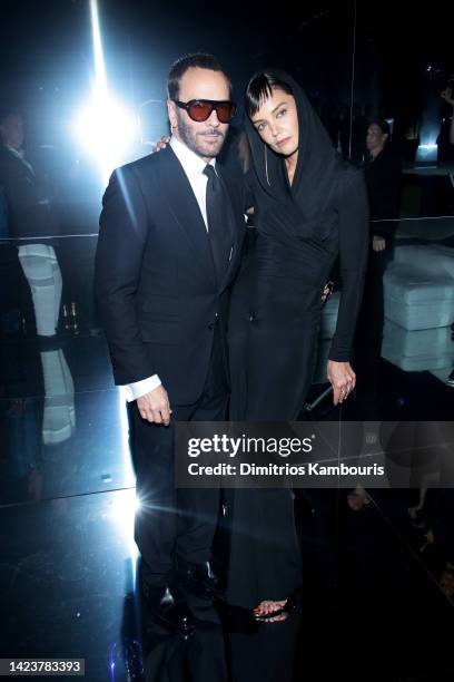 Designer Tom Ford and Katie Holmes attend the Tom Ford fashion show during September 2022 New York Fashion Week: The Shows at Skylight on Vesey on...