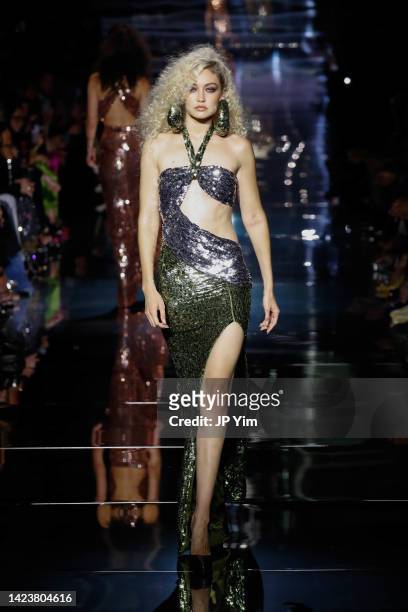 Gigi Hadid walks the runway at the Tom Ford fashion show during New York Fashion Week: The Shows at Skylight on Vesey on September 14, 2022 in New...