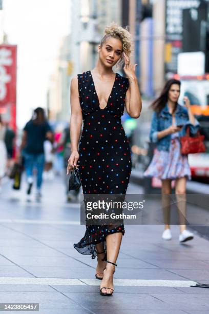 Jasmine Sanders is seen in Times Square on September 14, 2022 in New York City.