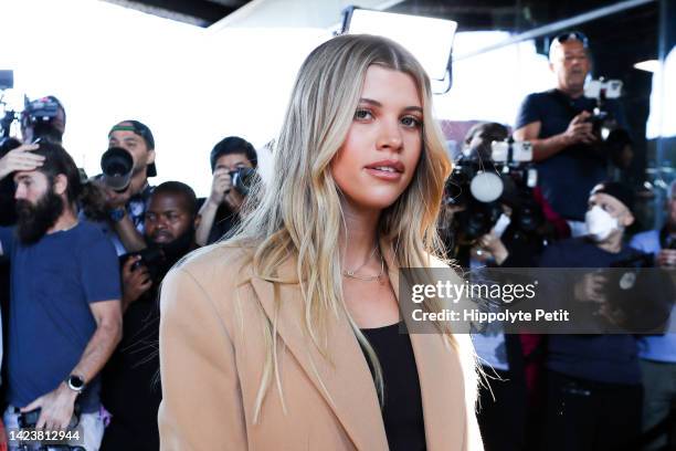 Sofia Richie arrives at the Michael Kors fashion show at Highline Stages on September 14, 2022 in New York City.