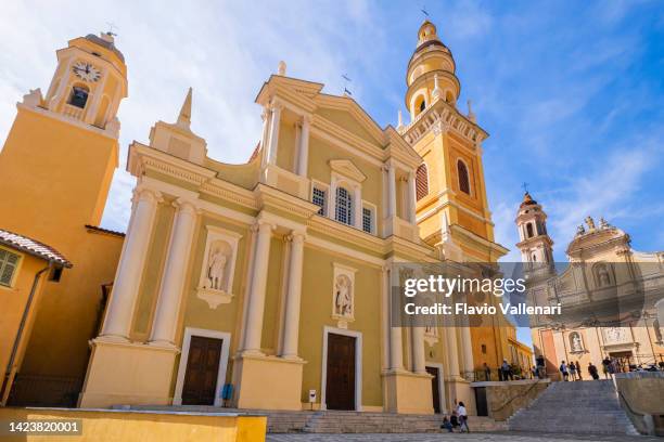 baroque basilica of saint-michel-archange in menton on the french riviera - menton stock pictures, royalty-free photos & images