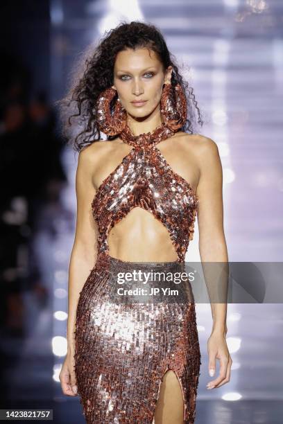 Bella Hadid walks the runway at the Tom Ford fashion show during September 2022 New York Fashion Week: The Shows at Skylight on Vesey on September...