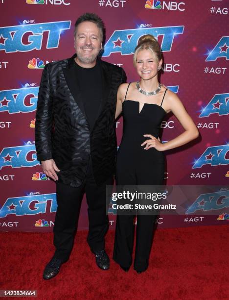 Terry Fator and Darci Lynne arrives at the Red Carpet For "America's Got Talent" Season 17 Finale at Sheraton Pasadena Hotel on September 14, 2022 in...