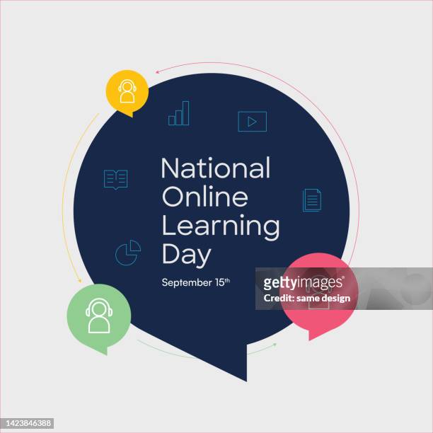 illustrazioni stock, clip art, cartoni animati e icone di tendenza di giornata nazionale dell'apprendimento online - community logo