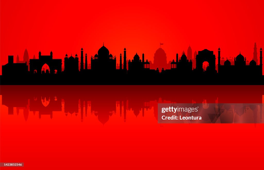 Indian Skyline Silhouette (All Buildings Are Complete and Moveable)