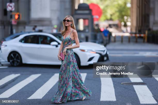 Seen wearing Bronx and Banco look, outside PatBo Show during New York Fashion Week on September 10, 2022 in New York City.