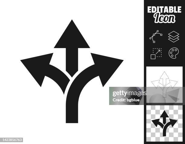 bildbanksillustrationer, clip art samt tecknat material och ikoner med three way direction arrow. icon for design. easily editable - alternativ