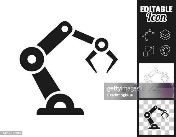 illustrazioni stock, clip art, cartoni animati e icone di tendenza di braccio robotico. icona per il design. facilmente modificabile - robotica