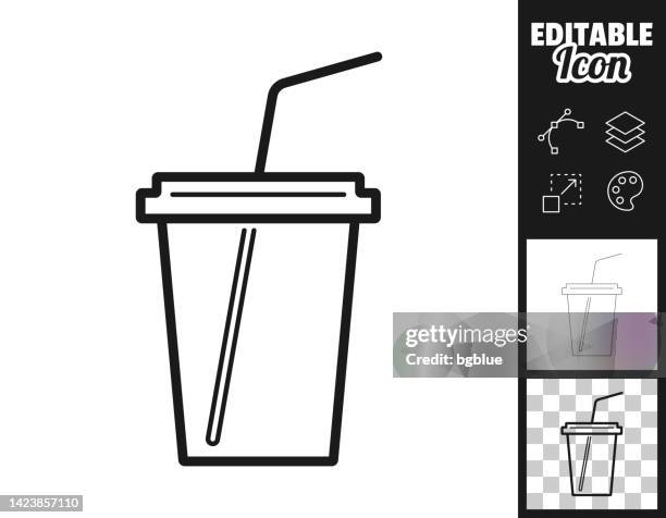 cup with straw. icon for design. easily editable - paper coffee cup stock illustrations