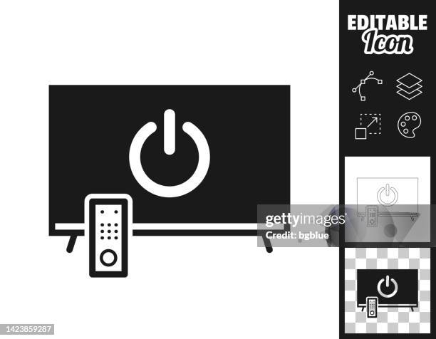 tv with power button. icon for design. easily editable - restart computer screen stock illustrations