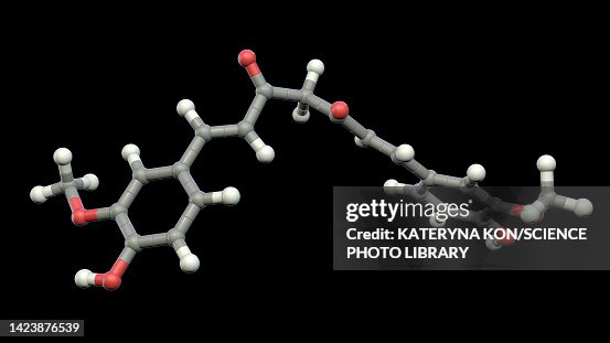 Curcumin molecule, illustration Curcumin molecule, illustration