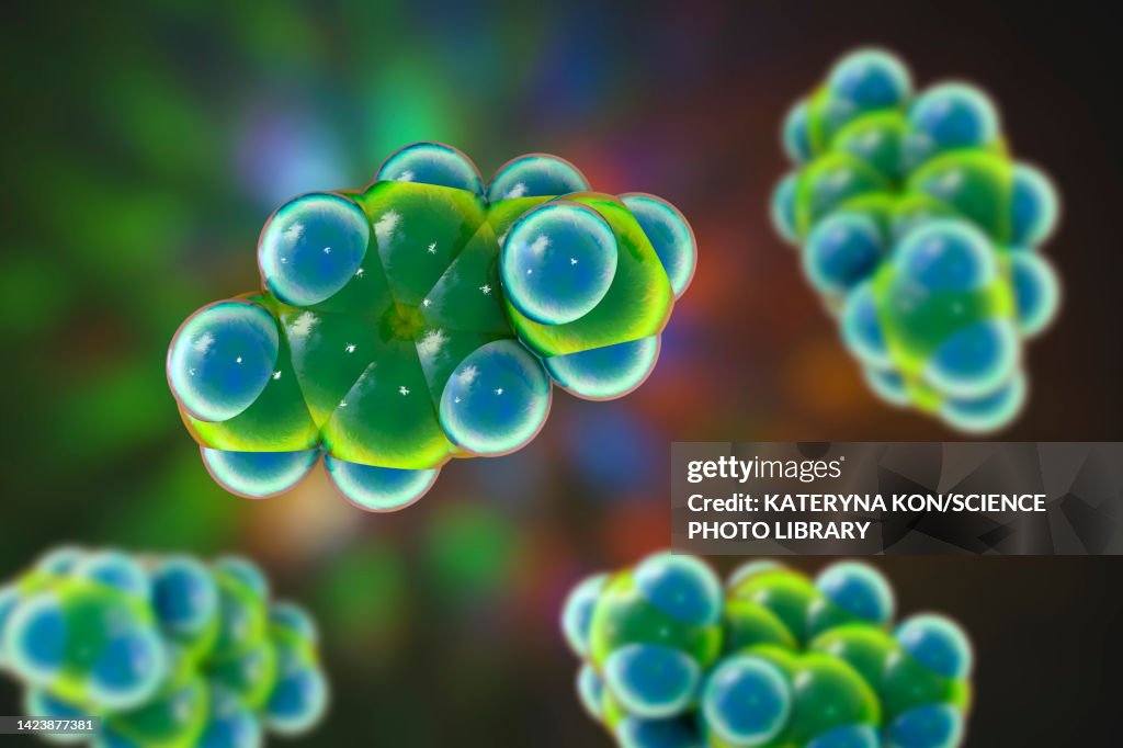 Gamma-terpinene molecule, illustration