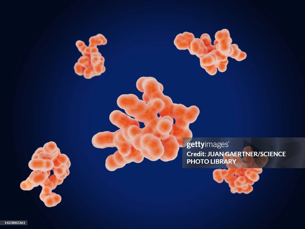 Somatostatin hormone molecules, illustration