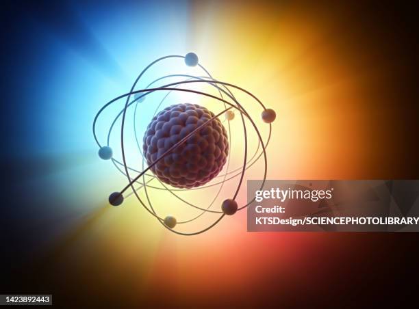 atomic model, illustration - neutrão imagens e fotografias de stock