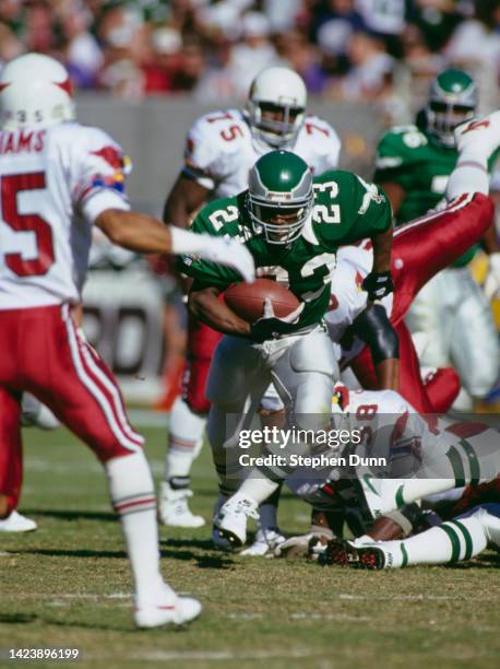 Heath Sherman, Full Back for the Philadelphia Eagles in motion running the football during the National Football Conference East Division game...