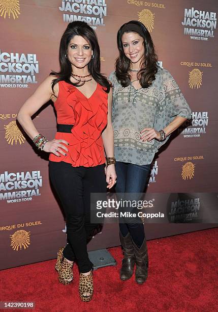 Television personality Tamsen Fadal and actress Shannon Elizabeth attends Michael Jackson THE IMMORTAL World Tour show by Cirque du Soleil at Madison...
