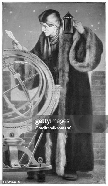 portrait of nicolaus copernicus (1473-1543), polish mathematician and astronomer - nikolaus kopernikus stock-fotos und bilder