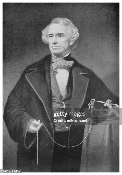 portrait of samuel finley breese morse, co-developer of morse code - telegraf bildbanksfoton och bilder