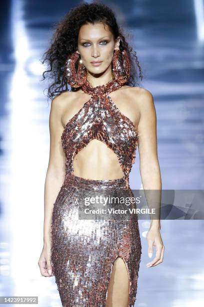 Bella Hadid walks the runway during the Tom Ford Ready to Wear Spring/Summer 2023 fashion show as part of the New York Fashion Week on September 14,...