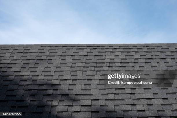 tab styled asphalt roof shingles - wall shingles stock pictures, royalty-free photos & images