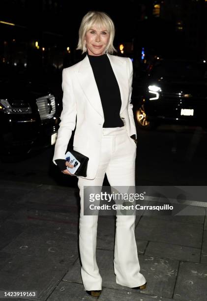 Trudie Styler is seen arriving to the Tom Ford fashion show during September 2022 New York Fashion Week at Skylight on Vesey on September 14, 2022 in...