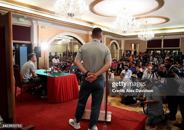 England captain Jos Buttler speaks to the press ahead of England's IT20 Series against Pakistan in Karachi, Pakistan on September 15, 2022 in...